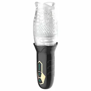 Leopard Bellucci 360 – rotačně-vibrační masturbátor (průhledný‑černý)