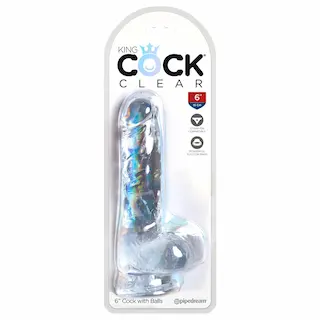 King Cock Clear 6 – dildo s přísavkou a varlaty – 15 cm