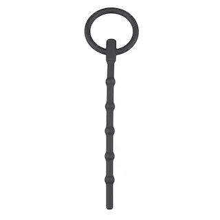 Sinner Gear Long Hollow Silicone Penis Plug, černý silikonový dilatátor 160 x 5–8 mm