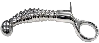 ROUGE Stainless Steel Anal Ribbed with Handle Plug