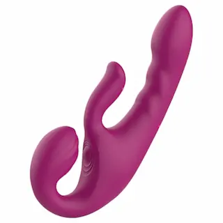 SEX HD Co-op Bliss – připínací vibrátor s klitoriálním ramenem – fialový