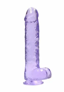 Realistické dildo s varlaty – 9 / 23 cm, fialové