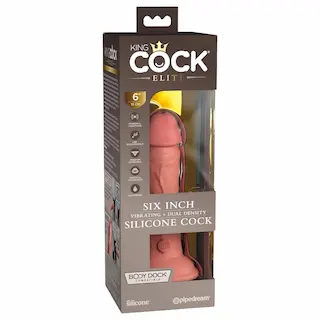 King Cock Elite 6 – realistický vibrátor 15 cm – tmavá tělová barva