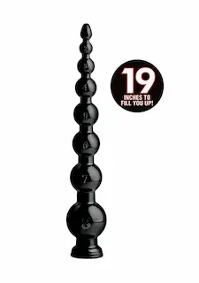 Hosed 19 Inch Graduated Beaded Hose, černé anální dildo s přísavkou 50 x 2,4–8,5 cm