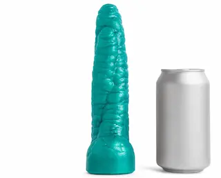 Erotixxx Toys Sea Monster Metallic Green 40% S, prémiové silikonové dildo s Vac-U-Lock 20,5 x 3,3–4,8 cm