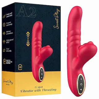 Erospace Sweet Play – 2v1 přirážecí a klitorální vibrátor (červený)