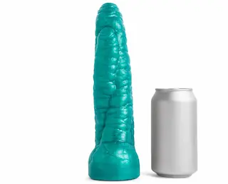 Erotixxx Toys Sea Monster Metallic Green 40% M, prémiové silikonové dildo s Vac-U-Lock 25,1 x 4–6 cm