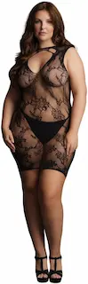 Plus size síťované šaty Black Angel