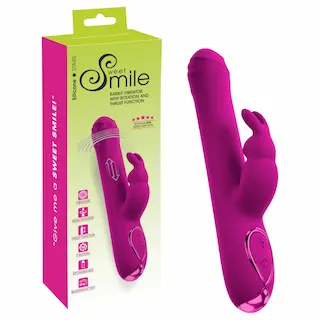 Sweet Smile – vibrační dildo s rotující klitorální pákou (růžové)