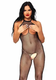 Bodystocking s otevřeným poprsím a volným klínem