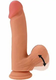 Hidden Desire Inferno Realistic Swinging Balls Dildo 19 cm 20702-SKIN, silikonové dildo s přísavkou a pohyblivými koulemi