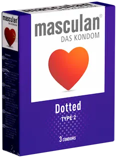 Masculan Single: Typ 2 dotted condoms, 3 pcs