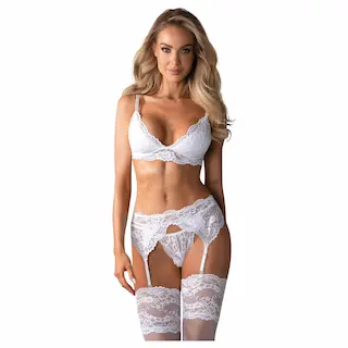 Obsessive – dámské krajkové prádlo set – bílá