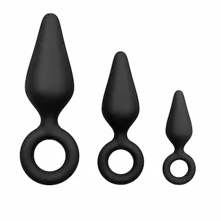 EASYTOYS ANAL COLLECTION Černé anální kolíky S kroužkem – sada