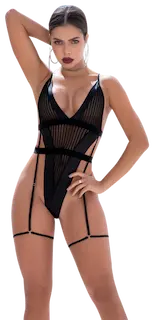 Černé body Stripe Up!, XXXL–XXXXL