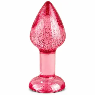 ToyJoy Bloomé Stardust Anal Plug Pink Medium, anální kolík s pohyblivými třpytkami 9 x 3,9 cm