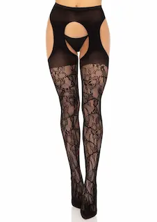 Ozdobné podvazkové punčochy Eyelet Rose Lace