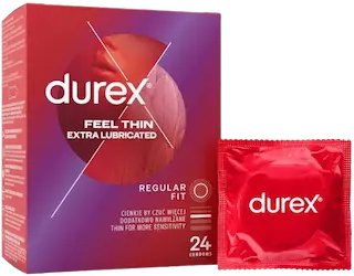 Durex Feel Thin Extra Lubricated – tenké kondomy (24ks)