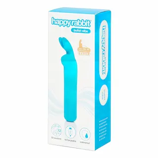 Happyrabbit – mini vibrátor s ušima – nabíjecí – modrý