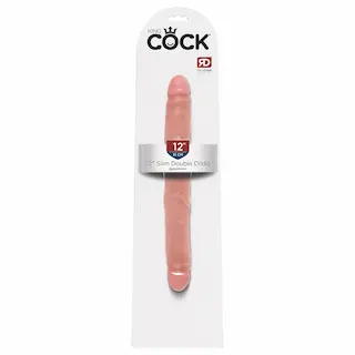 King Cock 12 Slim – realistické dvojité dildo (31 cm, tělová barva)