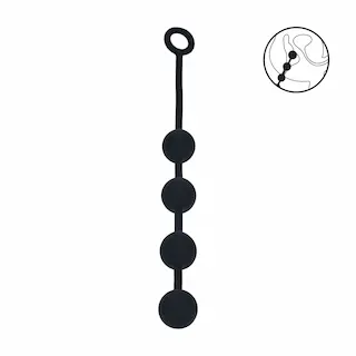Levelz Round Silicone Anal Balls L, černé anální kuličky 42,5 x 4 cm