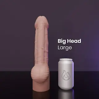 Erotixxx Toys Big Head Pale Flesh 75% L, prémiové silikonové dildo s Vac-U-Lock 32,1 x 6,8–7,3 cm