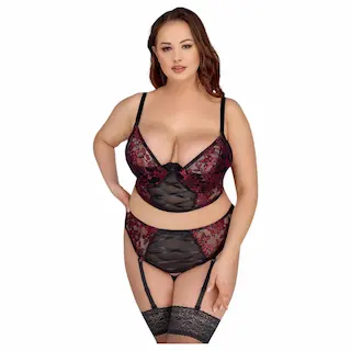 Cottelli Plus Size – nastavitelná podprsenková sada (červená)