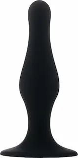 Shots Toys Butt Plug with Suction Cup Medium Black, černý silikonový anální kolík 13 x 3,5 cm