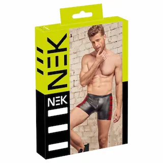 NEK – pánské boxery s červenými vsadkami na bocích a zipem – černé