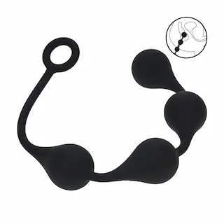Levelz Waterdrop Silicone Anal Balls L, černé anální kuličky 41,5 x 4 cm
