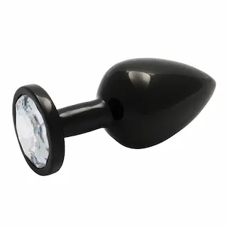 Střední kovový anální kolík s klenotem – Gunmetal/Diamant