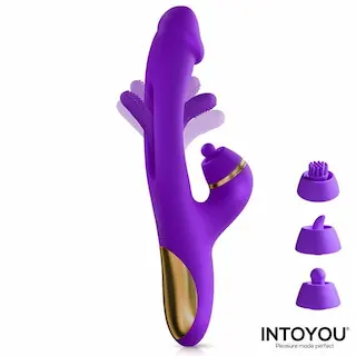 Intoyou Siter 2.0, silikonový vibrátor na bod G a klitoris s vyměnitelnými nástavci 25,1 x 4,2 cm