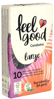 feelgood «large» extra large condoms, vegan, natural rubber latex 10 pcs