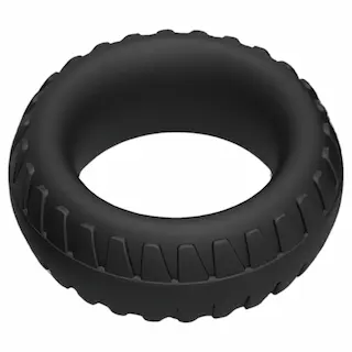 Pulselock Forge – silikonový penisový kroužek se vzorem dezénu pneumatiky (černý) – 30 mm