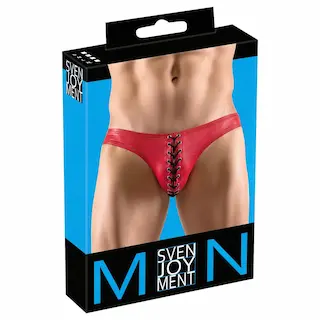 Svenjoyment – pánské slipy s černým šněrováním – červené