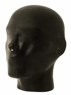 Kukla Mister B Thick Rubber Anatomical Hood Nose Only L–XL, černá gumová kukla s otvory pro nos