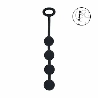 Levelz Round Silicone Anal Balls S, černé anální kuličky 23,5 x 2 cm
