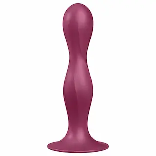 Satisfyer – dildo s přísavkou – vibrační, vážený – červená