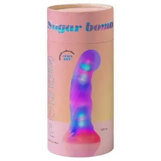 Love to Love Sugar Bomb – svítící silikonové dildo s LED (růžovo-žluté) – 16,9 cm