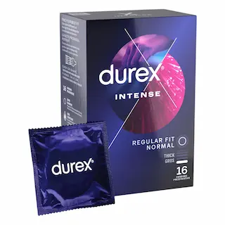 Durex Intense – kondomy – vroubkované a s tečkami – 16 ks