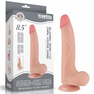 8,5“ Dildo s pohyblivou kůží, dvouvrstvý, tělový