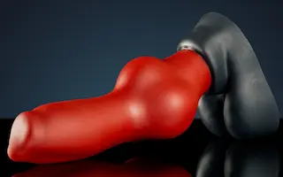 Weredog Rutt Crimson/Jet Large, prémiové červeno-černé silikonové dildo 25,9 x 4,3–8,2 cm