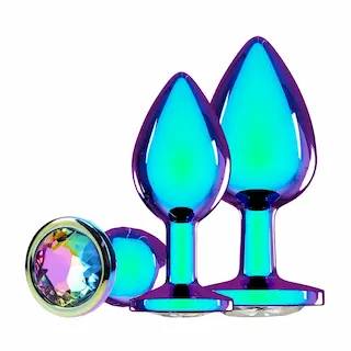 Ouch! Venice Collection Metal Anal Plug Set Iridescent, sada 3 kovových análních kolíků