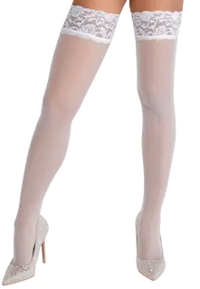 Cottelli hold-up stockings with lace trim white S