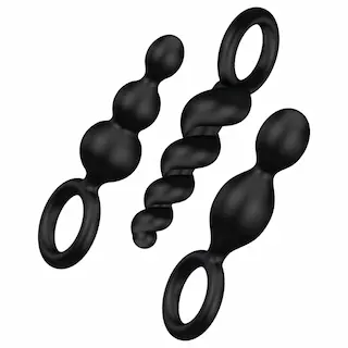 Satisfyer Booty Call – sada análních kolíků (černá, 3dílná)