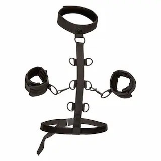 CalExotics Boundless Collar Body Restraint, obojek s pouty na ruce z umělé kůže
