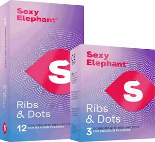 Sexy Elephant – vroubkované kondomy Ribs & Dots 1 ks