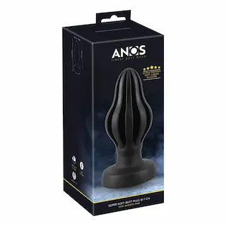 ANOS – vroubkovaný měkký anální kolík – 7 cm (černý)