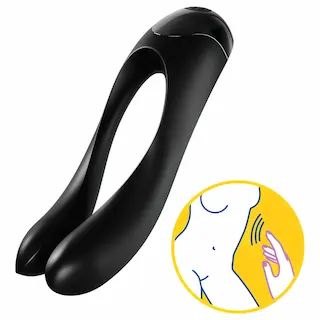 Satisfyer Candy Cane – dobíjecí vodotěsný dvouramenný vibrátor – černý