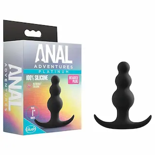 Anal Adventures Platinum – anální kolík s korálky – černý